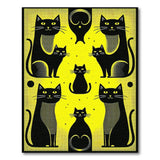 Whimsical Black Cats on Vibrant Yellow Area Rug