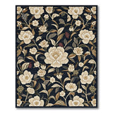 Navy Ivory Peony Floral Area Rug