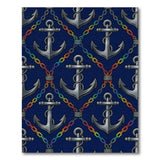 Navy Rainbow Anchor Chain Washable Area Rug