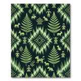 Vibrant Green Tribal Ferns and Wildlife Rug