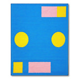 Playful Blue Kids Rug with Yellow Circles