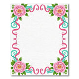 Elegant Pink Peony Floral Border Rug