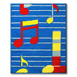 Vibrant Music Notes Kids Area Rug