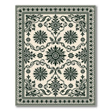 Vintage Floral Damask Area Rug Black on Beige