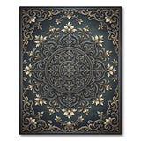 Ornate Gold Silver Mandala Area Rug