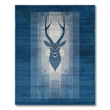 Indigo Blue Geometric Deer Head Area Rug