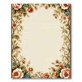 Vintage Peony Floral Border Area Rug