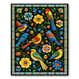 Vibrant Birds Flowers Multi-Color Area Rug