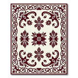 Ornate Maroon Floral Persian Border Rug