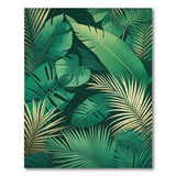 Lush Green Monstera and Palm Leaf Area Rug