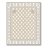 Beige Geometric Trellis Area Rug with Ornate Borders