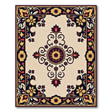 Ornate Gold Border Persian Area Rug - Beige Field