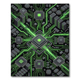 Futuristic Green Circuit Board Area Rug