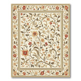Beige and Neutral Ivory Red Floral Persian Area Rug