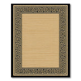 Beige Area Rug with Black Greek Key Border