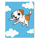 Playful Cartoon Puppy Leaping Clouds Area Rug