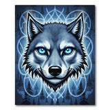 Blue-Eyed Wolf Tribal Area Rug