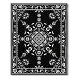 Ornate Black White Persian Mandala Traditional Persian Rug