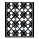 Black White Geometric Diamond Cross Area Rug