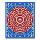 Red Mandala Blue Border Persian Rug
