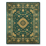 Green Traditional Persian Emerald Green Traditional Persian Medallion Rug