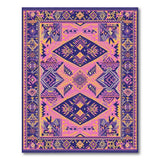 Vibrant Purple Pink Geometric Diamond Rug