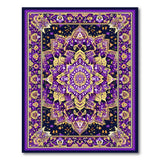 ODIKA Purple & Gold Bohemian Mandala Washable Rug - Low Pile Non-Slip Area Rug