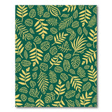 Emerald Green Golden Leaf Outline Area Rug