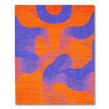 Vibrant Abstract Orange Purple Wave Area Rug