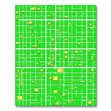 Vibrant Green Pixel Town Area Rug