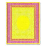 Vibrant Yellow Circle Geometric Area Rug with Pink Orange Borders