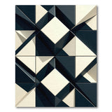 Modern Geometric Navy Ivory Triangle Rug