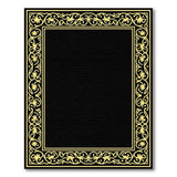 Gold and Silver Elegant Gold Ornate Border Black Area Rug