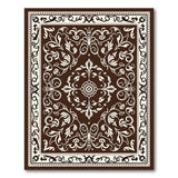 Ornate Brown Persian Area Rug with Floral Medallion