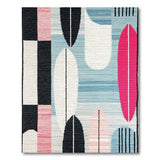 Abstract Geometric Teal Pink Area Rug