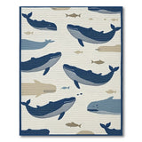 Blue and Teal Navy Whale Ocean Coastal Area Rug