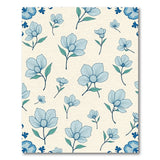 Delicate Blue Floral Cream Area Rug