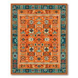 Orange Vibrant Orange Teal Southwestern Geometric Rug