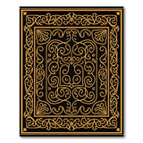 Ornate Gold Border Black Traditional Persian Area Rug