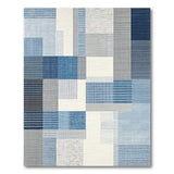 ODIKA Blue Abstract Geometric Patchwork Washable Area Rug - Non-Slip Low Pile