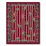 Festive Red Candy Cane Poinsettia Holiday Rug