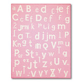 Kids Cartoon Playful Pink Alphabet Kids Area Rug