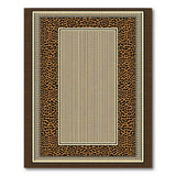 Leopard Print Border Beige Area Rug