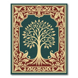 Ornate Tree of Life Area Rug in Emerald Green