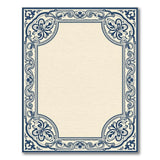 Blue and Teal Navy Blue Ornate Floral Border Area Rug