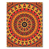Vibrant Orange Mandala Geometric Area Rug