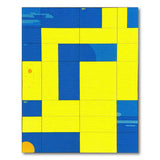 Blue Yellow Geometric Sunburst Abstract Rug