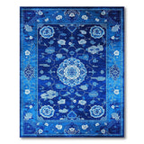 Blue and White Chinese Peony Floral Rug