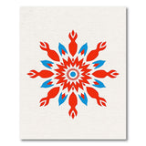 Bold Red Blue Geometric Starburst Rug
