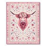 Blush Pink Shaggy Bull Floral Area Rug